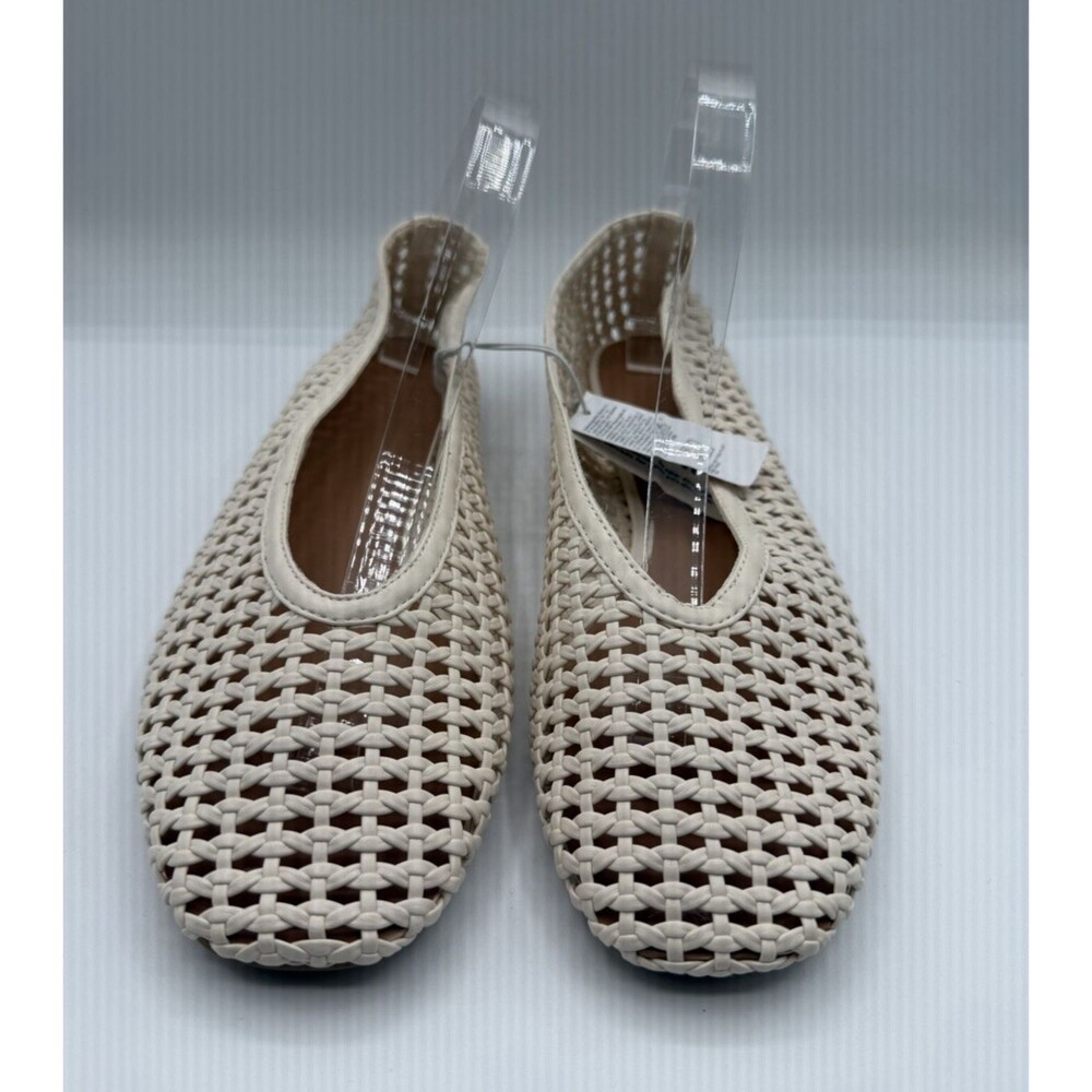 Old Navy Ballet Flats Lattice Shoes Ivory Comfort Preppy Retro Size 10 NWT